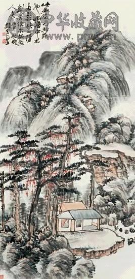 赵云壑 虚阁晚凉 立轴 设色纸本
