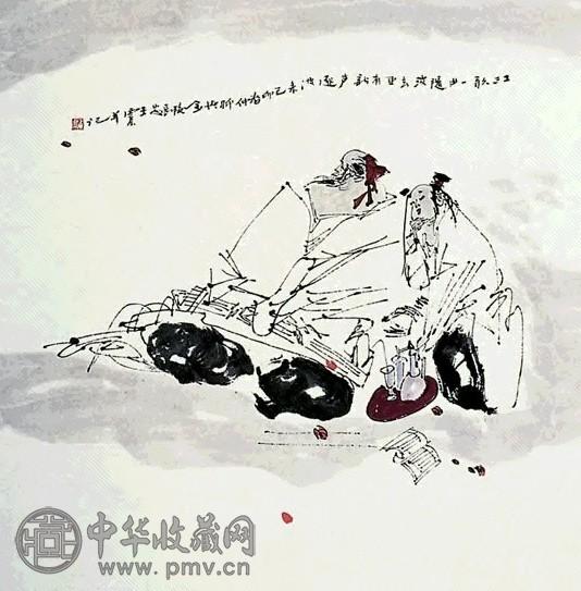 王西京 江歌一曲 立轴 设色纸本