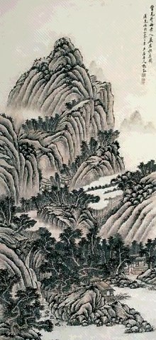 张崟 山水 立轴 设色纸本