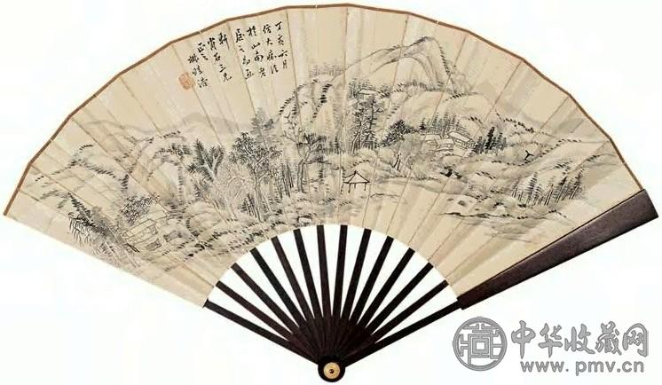 王学浩 1827年作 山居图 成扇 水墨纸本