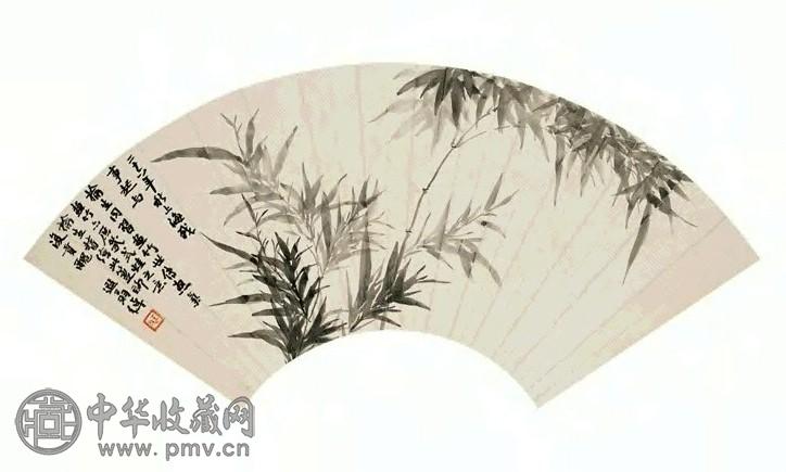 叶恭绰 墨竹 扇面 水墨纸本