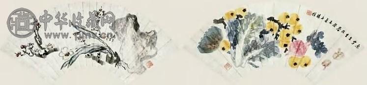 汤涤 蔬果、花卉 镜心(2件)