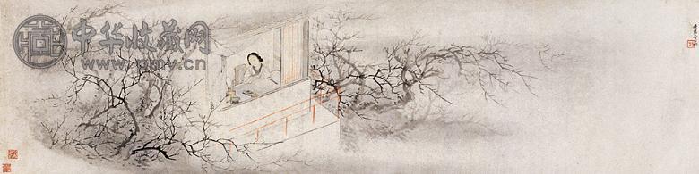 费丹旭 读书图 镜心 设色纸本