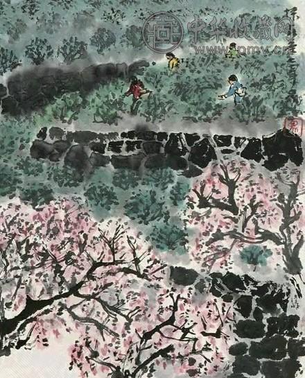 方济众 采春茶 镜心 设色纸本