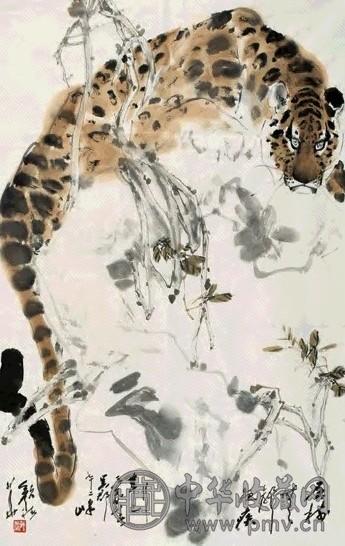 颜梅华 秋林疾行图 镜心