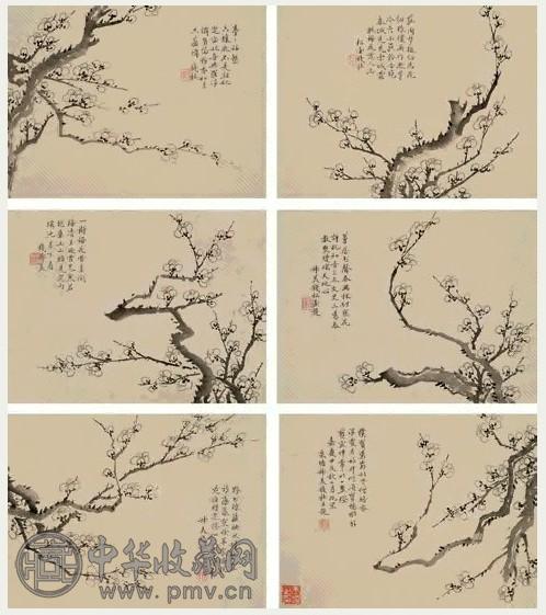 钱杜 1814年作 墨梅册 册页(8开) 水墨纸本
