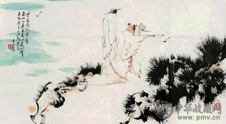 王西京 2000年年作 登高图 片 设色纸本