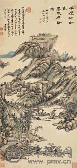 王原祁 1704年作 虎丘春色 立轴 设色纸本
