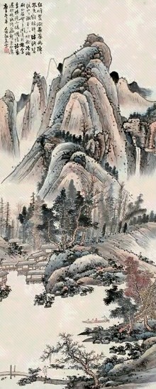 俞剑华 1930年作 山水 立轴 纸本