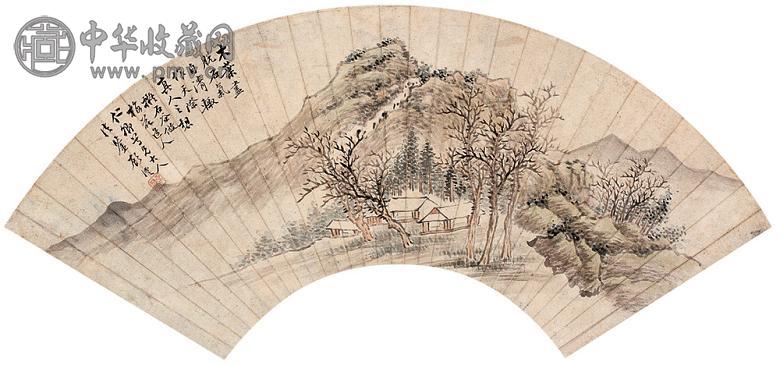 顾沄 山水 扇面 笺本