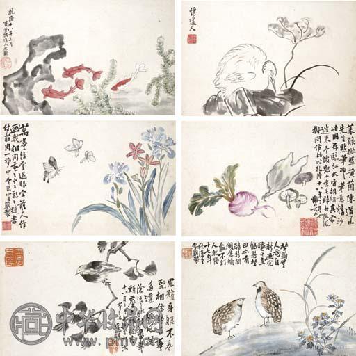 李鱓 花鸟 册页(9开) 水墨或设色纸本