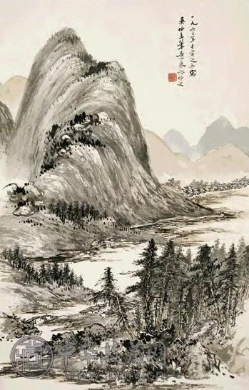 秦仲文 1962年作 深山幽居 图轴 纸本设色