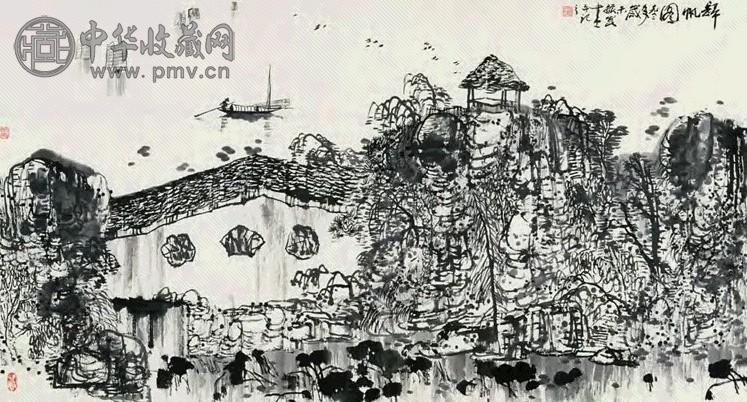 胡振昆 归帆图 镜心 设色纸本