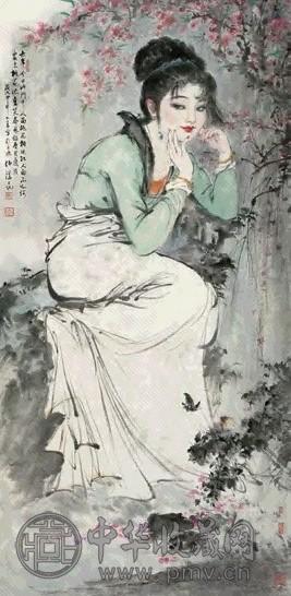 白伯骅 2004年作 人面桃花 镜心 设色纸本