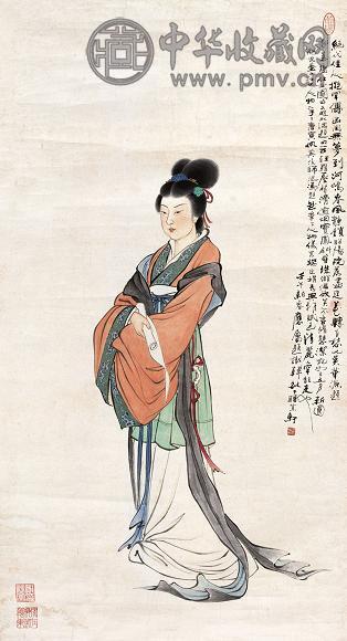 郑慕康 1942年作 绝代佳人 单片 设色纸本