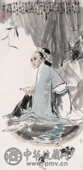 王西京 1983年作 织造祖师黄道婆 立轴 设色纸本