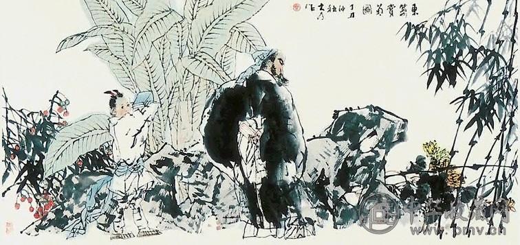 刘大为 东篱赏菊图 镜心 纸本
