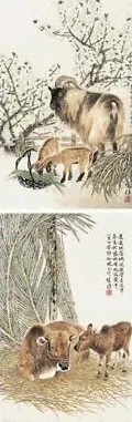 近现代 方楚雄 春风送吉祥 镜心(2幅)