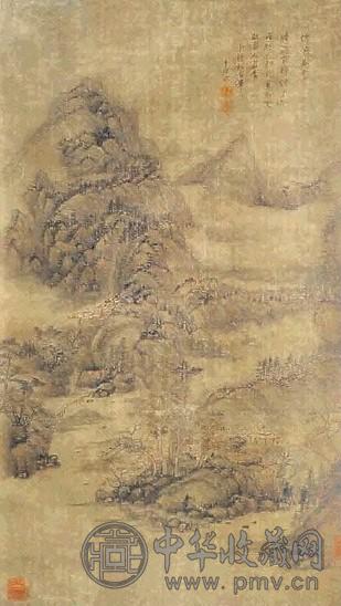 王原祁 山水 轴