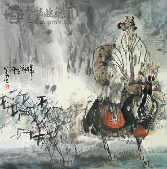 施大畏 1992年作 归乡图 立轴 设色纸本