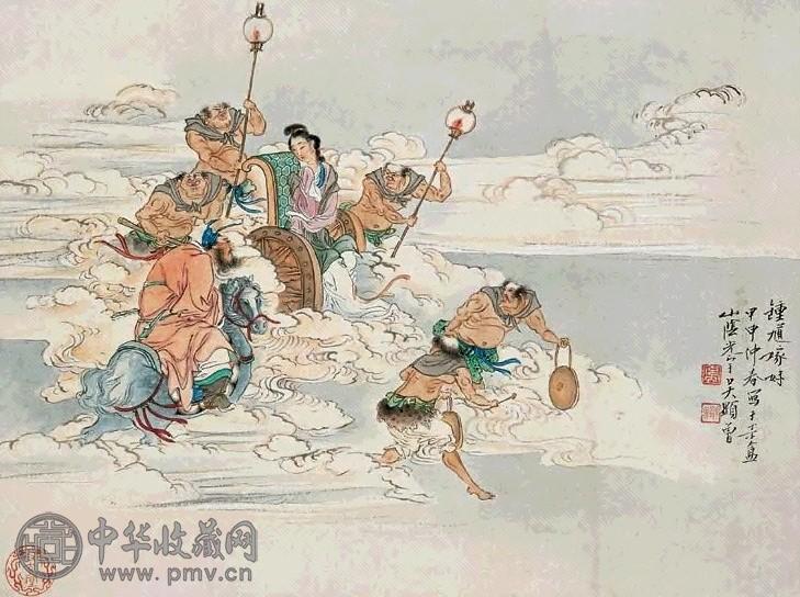 吴光宇 甲申(1944年)作 钟馗嫁妹 镜心 设色纸本