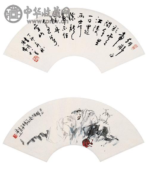 施大畏 1987年作 太白醉酒图 立轴 设色纸本