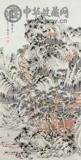 吴琴木 癸酉孟冬(1933年)作 仿黄鹤山樵长松仙馆图 立轴 设色纸本