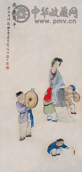 吴青霞 岁乐升平 立轴 设色纸本