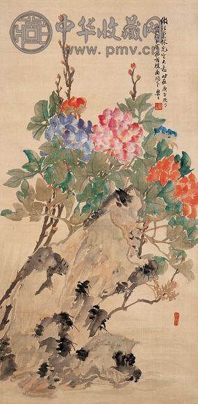 诸乐三 1930年作 富贵图 立轴 设色绢本