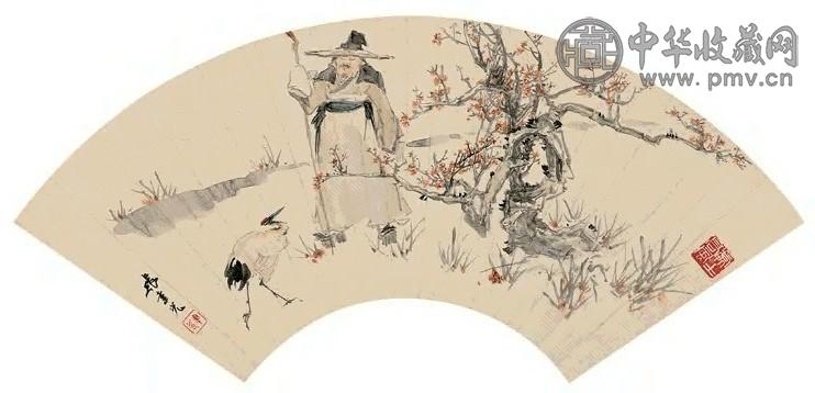 张聿光 梅妻鹤子 镜心 设色纸本