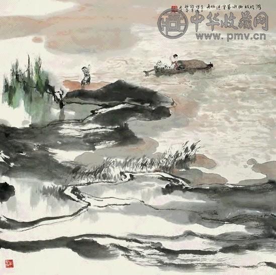 杨延文 万里送行舟 镜心 设色纸本