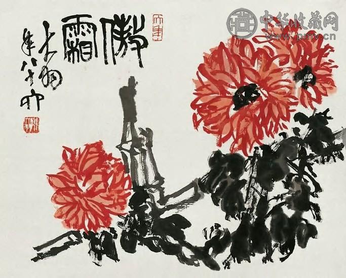 陈大羽 傲霜 立轴 设色纸本