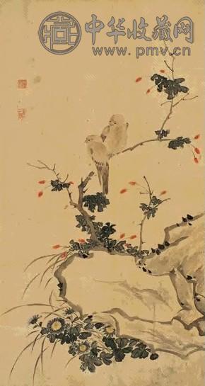 庄安龄 工笔花鸟 立轴 纸本