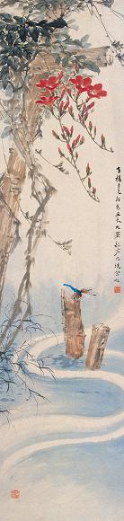 郑乃珖 张韶石 蜻蜓花卉 镜心 纸本