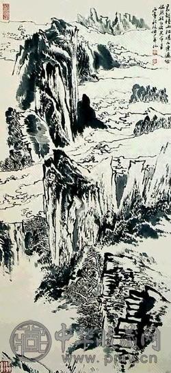 陆俨少 1986年作 山水 立轴 水墨纸本