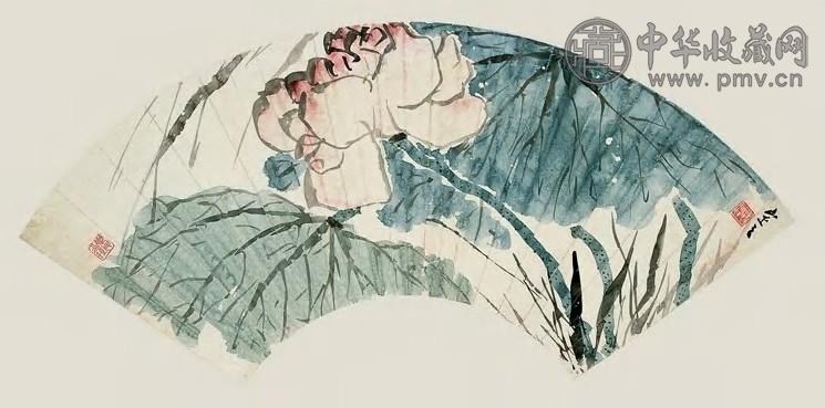 汤定之 荷花 扇面