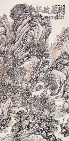 陈摩 山水 立轴 纸本