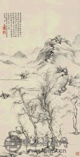 改琦 戊午(1798年)作 闲步图 立轴 水墨纸本