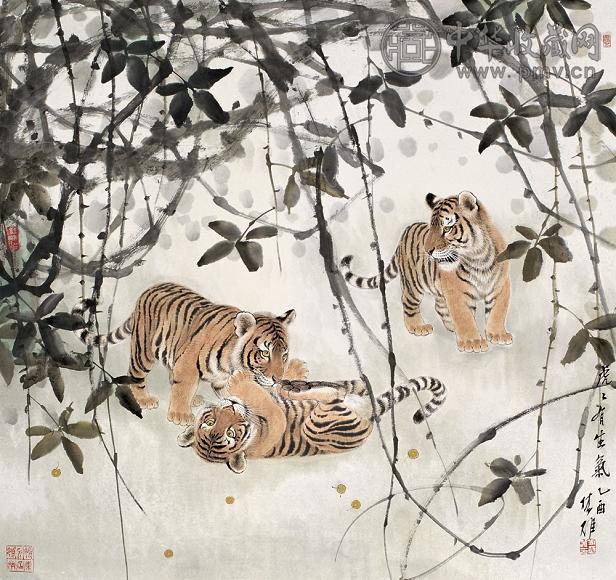 方楚雄 2005年作 虎虎有生气 镜心 设色纸本