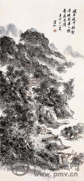 黄宾虹 1951年作 林壑清旷图 镜心 设色纸本