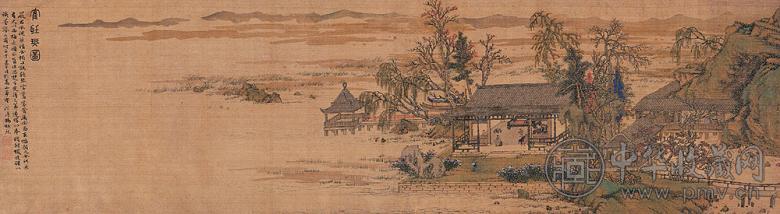 顾洛 鹤听琴图 镜心 设色绢本