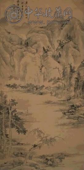 查士标 清江春晓 立轴 设色绢本