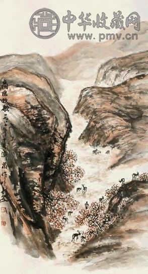 方济众 1982年作 高原牧歌图 立轴 设色纸本