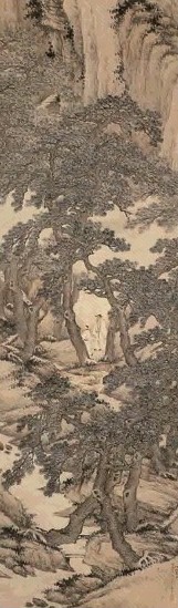 张崟 道光五年(1825年)作 松林觅句 立轴 设色纸本