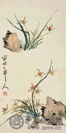 徐世昌 兰石 立轴 设色纸本