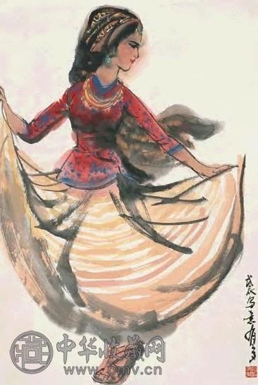 姚有多 舞女 镜心 设色纸本