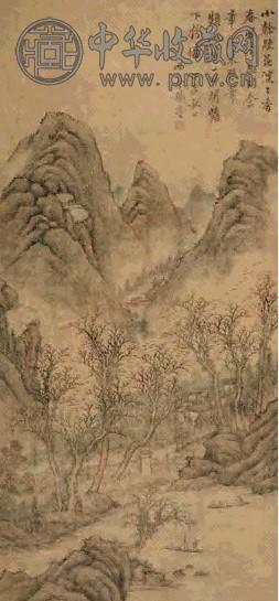 杨晋 1724年作 山水 立轴 设色纸本