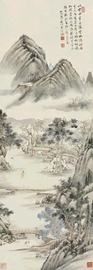 汤贻汾 1845年作 清秘图 立轴 设色纸本