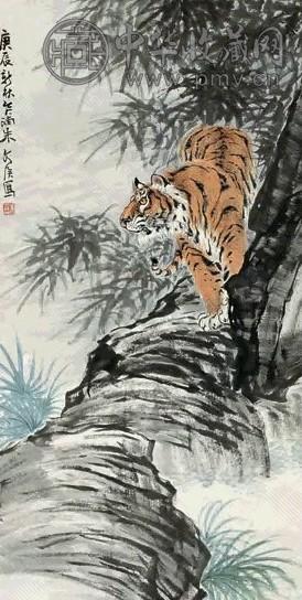 朱文侯 1940年作 虎 立轴