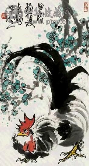 陈大羽 1994年作 梅花公鸡 镜心 设色纸本